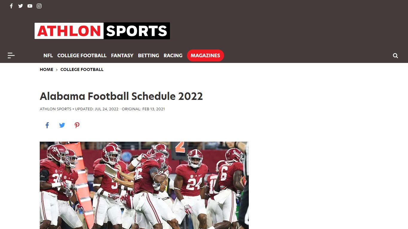 Alabama Football Schedule 2022 - AthlonSports.com